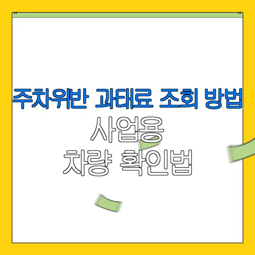 주차위반 과태료 조회 방법사업용차량 확인법
