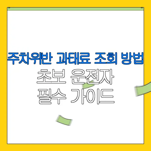 주차위반 과태료 조회 방법초보 운전자필수 가이드